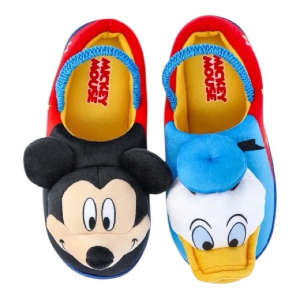NEW! Disney Mickey & Donald Duck Kids Plush Slippers Size 11/12